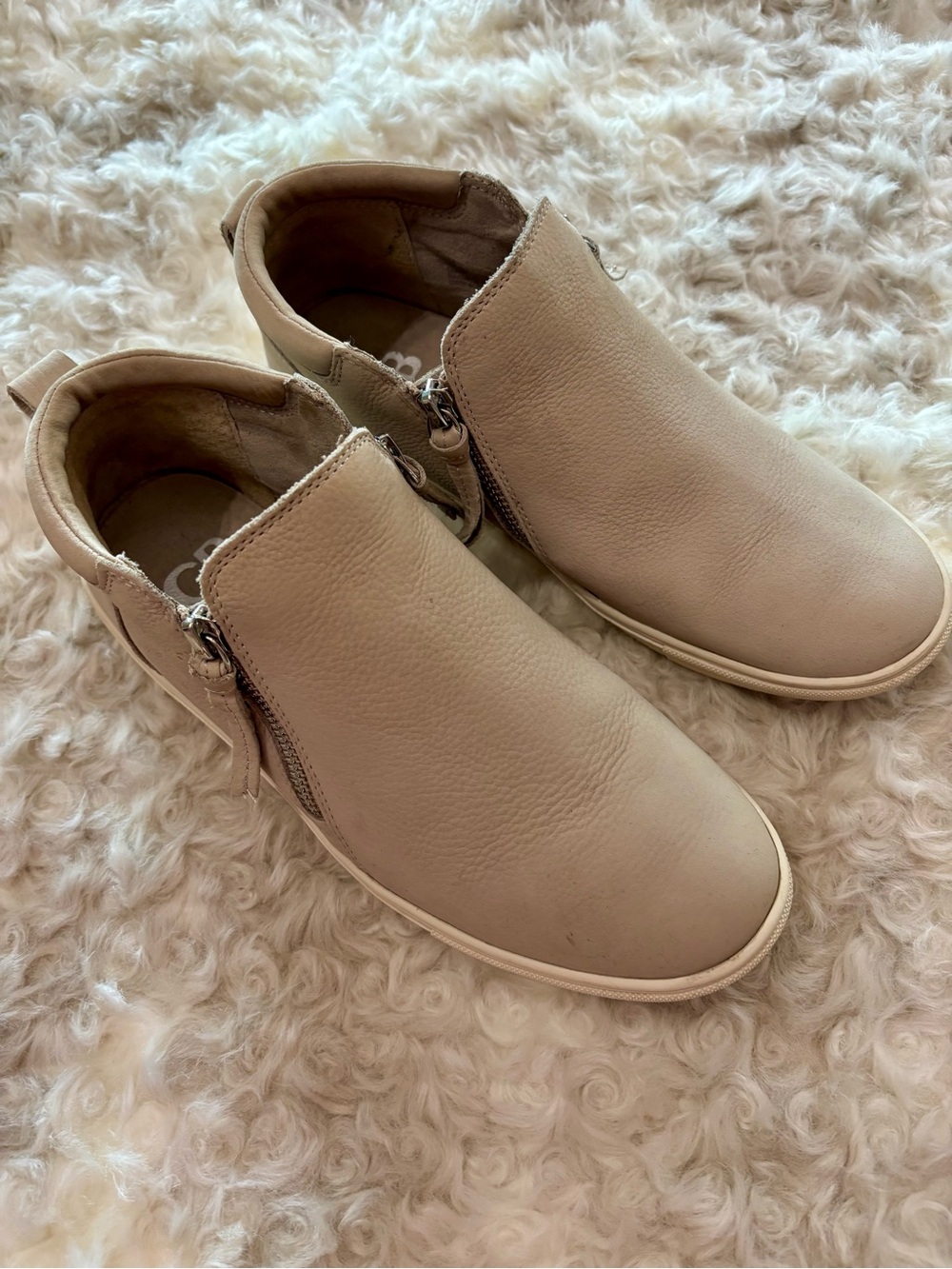 Gianni Bini Slip-On Zip Casual Sneakers in Beige